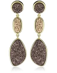 Marcia Moran "Druzy Mix" Three Stone with Round, Oval, and Organic Shaped Stones Drop Earrings