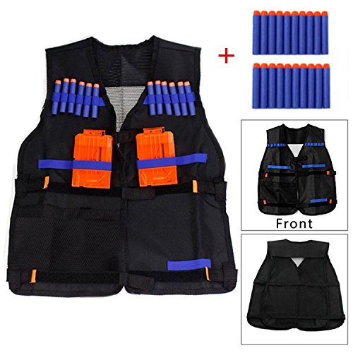 Yosoo Kids Elite Tactical Vest with 20 Pcs Soft Foam Darts for Nerf Gun N-strike Elite Series (Not Including 2 Clips)