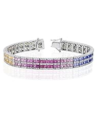 14K White Gold 1.02ct Diamond and Rainbow Sapphire Bracelet