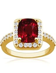 18K Yellow Gold Cushion Cut Ruby Ring With Sidestones (GIA Certificate)