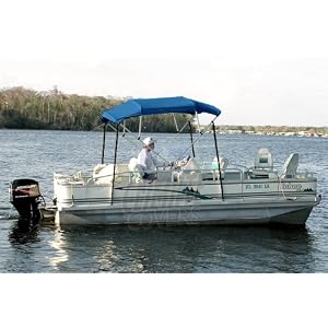 4 BOW MARINE BLUE BIMINI BOAT COVER TOP WITH ZIPPERED BOOT FITS 91-96 WIDTH BEAM BOAT COVERS by Climate Covers