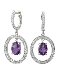 Tivolia Collection 14kt White Gold Diamond Earrings With Amethyst