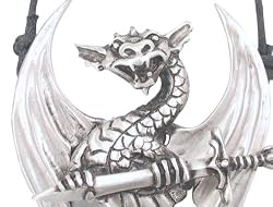 Moving Dragon Wings Sword Real Pewter Pendant Necklace