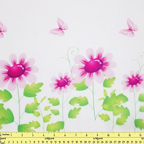 Sunny Fabrics Sunflower Green Leaves Butterfly Print Purple DIY Cloth Fabric