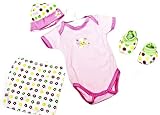 Baby Hot Steps 100% Fine Cotton 5 Piece Ensemble Pink Layette Set