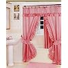 DOUBLE SWAG SHOWER CURTAIN, LINER & RINGS , Rose Pink