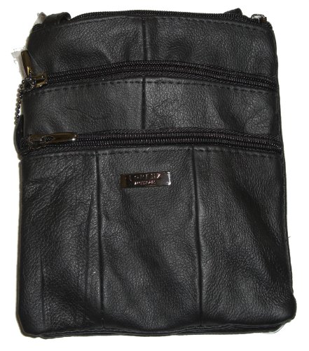Lorenz Ladies Small Genuine Soft Leather Cross Body / Shoulder Bag # 3766 - Black