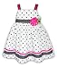 Good Lad Toddler Girls 2T-4T Polka Dot Ribbon Rose Sun Dress, White/Black, 3T