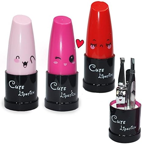 LIPSTICK Nail Clippers Set Travel & Grooming Kit (HOTPINK)