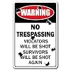 NO TRESPASSING ~Novelty Sign~ Violators Will Be Shot