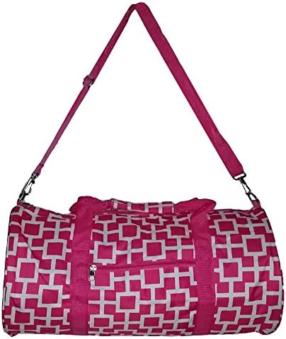 Fashion Medium Duffle Bag, Zipper Overnight Bag Dance Bag (Pink Geometric)
