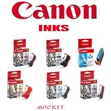 Genuine Canon Six Pack Inks for Pixma iP3000 / iP4000 / iP4000R / iP5000 / iP6000D / iP8500 / PIXMA MP750 / MP780 / i560 series / i860 series / i900 series / i950 series / i960 series / i9100 / i9900 / S800 series / S900 / S9000 / BJC-8200, Black,PhotoCyan,Cyan,PhotoMagenta,Magenta,Yellow