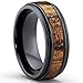Black Titanium Wedding Band with Real Koa Wood Inlay, Milgrain Ring comfort fit 8MM