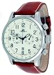 Adee Kaye Men's Leather Strap Chronograph Watch Model AK201-1M (Cream Color Dial)