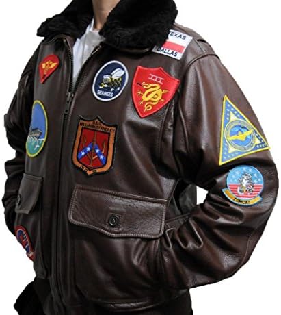 Internationalleather Men's Tom Cruise TOP GUN FAUX Leather Jacket mediumbrown