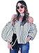 Blooming Jelly Women's Puff Sleeve Off The Shoulder Striped Shirt Tops XL