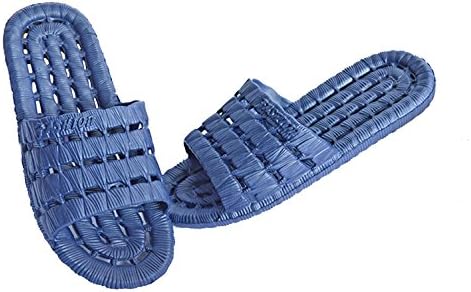 Mildness New home slippers couple anti-skid soft bottom hollow sandals bathroom home (10, Navy Blue)