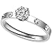 Women's Classic White Cubic Zirconia Stainless Steel Love Promise Wedding Eternity Ring Elegant Silver