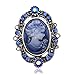 Royal Blue Cameo Brooch Pin Charm for Women Necklace Pendant Compatible