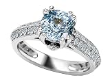 1.80 cttw 925 Sterling Silver Simulated Round Aquamarine Engagement Ring