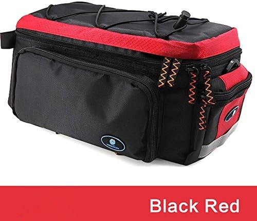 Lucky Beth Multifunction Bicycle Rear Seat Bag Bicycle Handlebar Bag Pannier Basket (Black red)