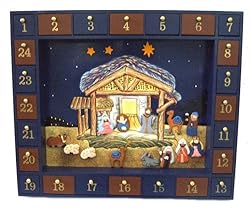 Kurt Adler Wooden Nativity Advent Calendar with 24 Magnetic Figures
