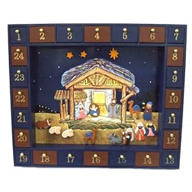 Kurt Adler Wooden Nativity Advent Calendar with 24 Magnetic Figures