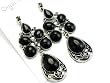 Victorian Black Lucite Beads Tear Drop Dangle Earrings