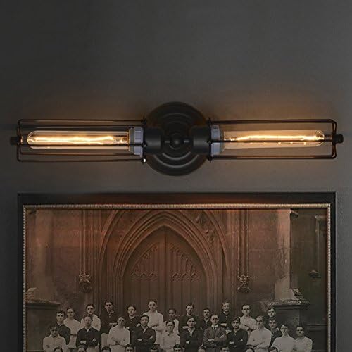 EdiMoM Brand; Antique Industrial Simple Metal Wall Lamp, 2 Lights, Max 120W, Black