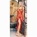 2Pc Spaghetti Strapped Butterfly Lace Long Gown With High Slit, Includes G-String (Red-One Size)