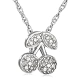 Sterling Silver Diamond Cherries Pendant