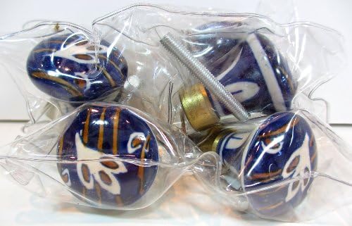 Mushroom Floral Drawer Knobs,6x,cobalt Blue,hand Crafted Ceramic,1.3"w X 1.6"l
