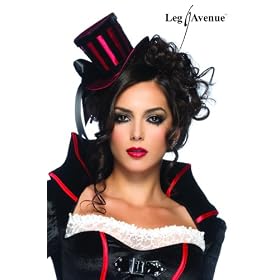 Leg Avenue - Mini Chapeau Haut de Forme de luxe Noir et Rouge