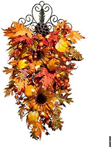 Prelit Autumn Harvest Fall Swag - 28 Inch (20 LED Lights)