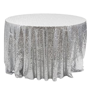 silver sequin tablecloth round table inch shiny wholesale tablecloths winter wonderland koyal theme polyester quinceanera cloth shining larger snowflake