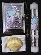 Baptism Gift Set - Girl - Silver Tone - Rosary - Candle - Hanky - Shell - Box 12in.x8.75in.