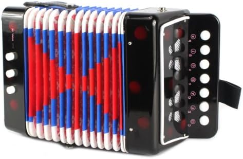 Mini Musician Pro Toy Accordion Children's Instrument w/ 7 Treble Keys, 3 Air Valves, Hand Strap (Black)