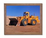 Caterpillar Cat 988B Heavy Wheel Loader Home Decor Wall Picture Oak Framed Art Print
