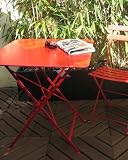 poppy red folding bistro table - 71cm sq - made of anti-rust steel - suitable for the garden or inside the house