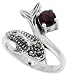 Sterling Silver Marcasite Dolphin Ring, w/ Brilliant Cut Ruby CZ, 3/4" (19mm) wide