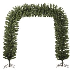 Huge 9' x 8' Pre-Lit Green Pine Artificial Christmas Archway - Clear Lights