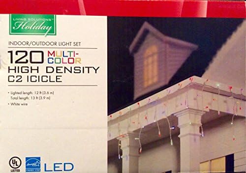 Set of 120 Multi-Color High Density Christmas LED C2 Icicle Lights - White Wire