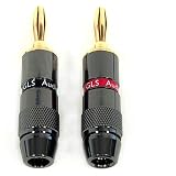 GLS Audio Black Chrome Series Gold Connector Banana Plugs - 20 Pack (10 Reds & 10 Blacks)