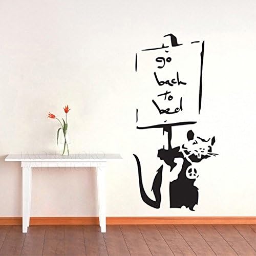 Note Board Go Back Bed Rat Mouse Banksy Wall Stickers Vinyl Mural Wallpaper Decal Bedroom Home Decor Art 58x120cm Christmas