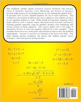 Algebra Essentials Practice Workbook with Answers: Linear &amp; Quadratic ...