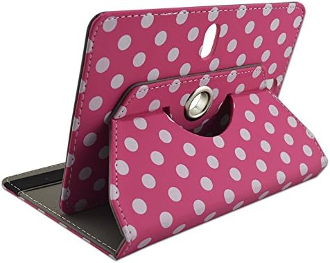 Kurio Touch 4S 7" inch Tablet Polka Dots Pink Universal Case Cover - Adjustable 360 Rotating Stand Design