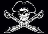 Piracy Flag with Skull and Crossed Sabres - 24"W x 17"H - Peel and Stick Wall Decal by Wallmonkeys