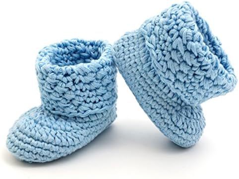 KeeCro Crochet Baby Booties Newborn Socks Shoes Blue High-top (6 - 12 Monthes)