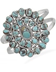 MMA Silver - Large Oxidized Oval Turquoise Cuff Bracelet