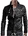 Senfloco Men's Stand Collar Multi Pocket PU Leather Motorcycle Jacket